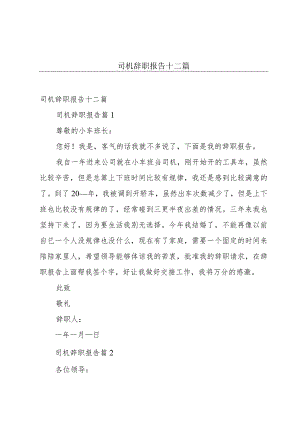 司机辞职报告十二篇.docx