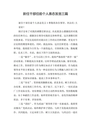 新任干部任前个人表态发言三篇.docx