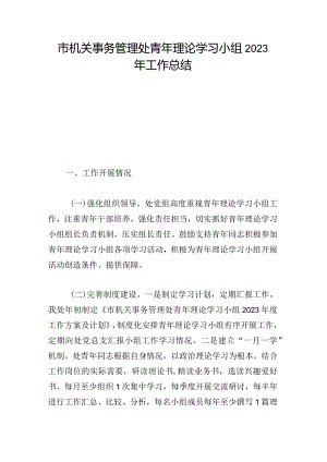 市机关事务管理处青年理论学习小组2023年工作总结.docx