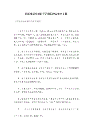 组织生活会对班子的意见建议集合6篇.docx