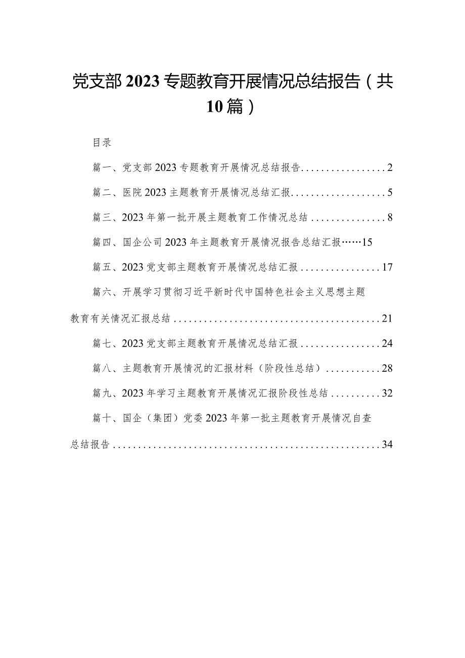 党支部专题教育开展情况总结报告（共10篇）.docx_第1页