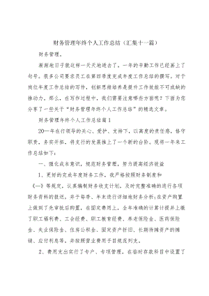 财务管理年终个人工作总结（汇集十一篇）.docx