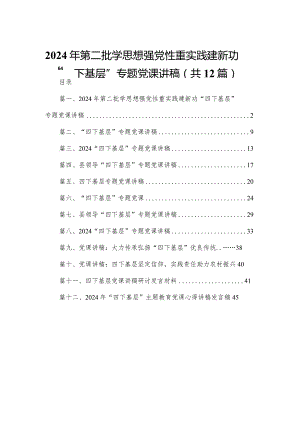 2024年第二批学思想强党性重实践建新功“四下基层”专题党课讲稿12篇供参考.docx