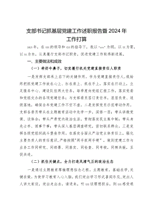 支部书记抓基层党建工作述职报告暨2024年工作打算.docx