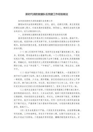 新时代消防救援队伍党建工作经验做法.docx