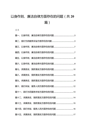 2024以身作则、廉洁自律方面存在的问题20篇供参考.docx