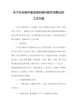 关于在全镇开展违规吃喝问题专项整治的工作方案.docx