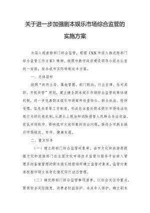 关于进一步加强剧本娱乐市场综合监管的实施方案.docx