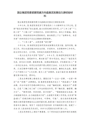 国企集团党委紧握党建方向盘激活发展动力源经验材料.docx