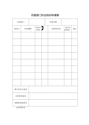 月度部门外出培训申请表.docx