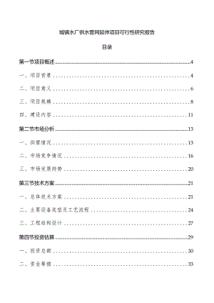 城镇水厂供水管网延伸项目可行性研究报告.docx