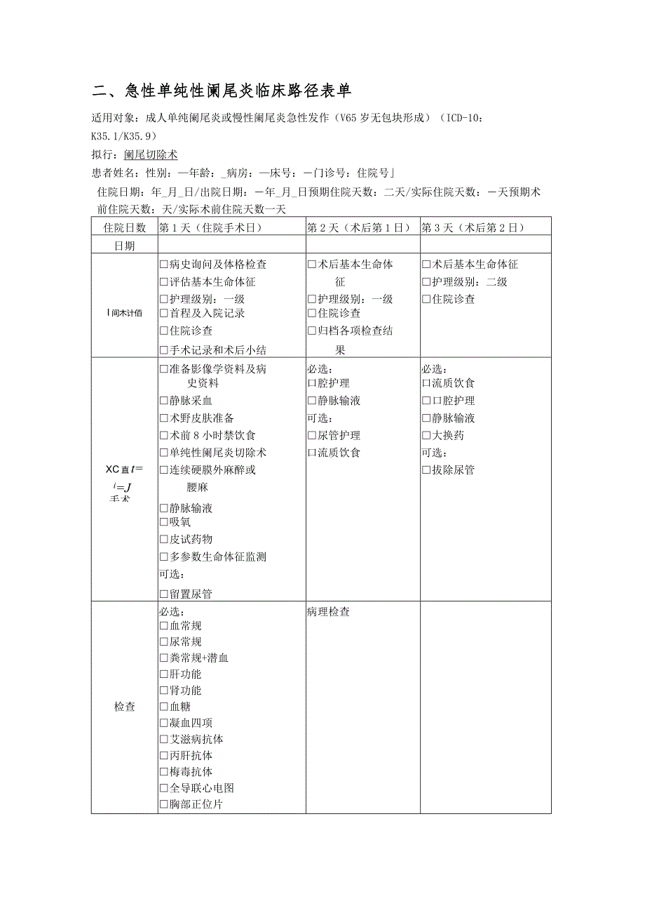 急性单纯性阑尾炎临床路径.docx_第3页