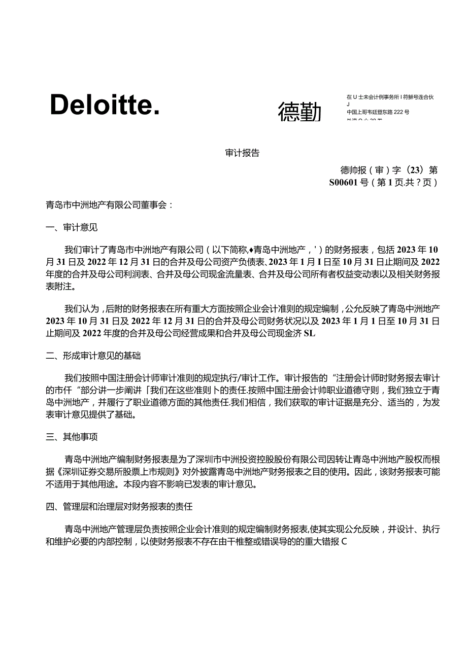 中洲控股：青岛市中洲地产有限公司审计报告.docx_第3页