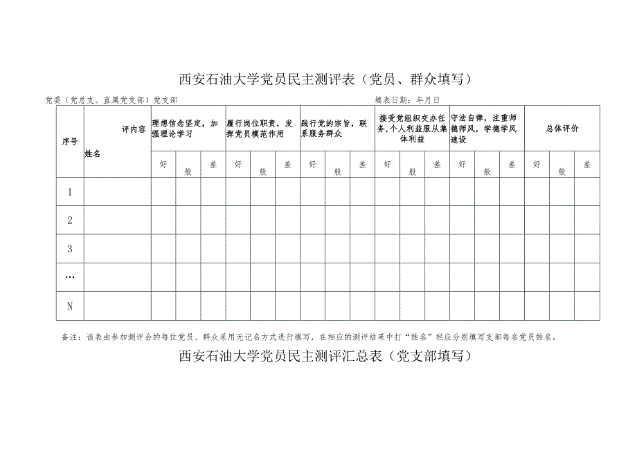 西安石油大学民主评议党员鉴定表.docx_第3页