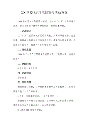 XX学校6.5环境日宣传活动方案.docx