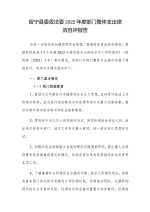 绥宁县委政法委2022年度部门整体支出绩效自评报告.docx