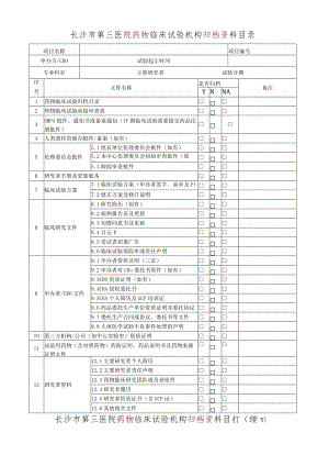 长沙市第三医院药物临床试验机构归档资料目录.docx