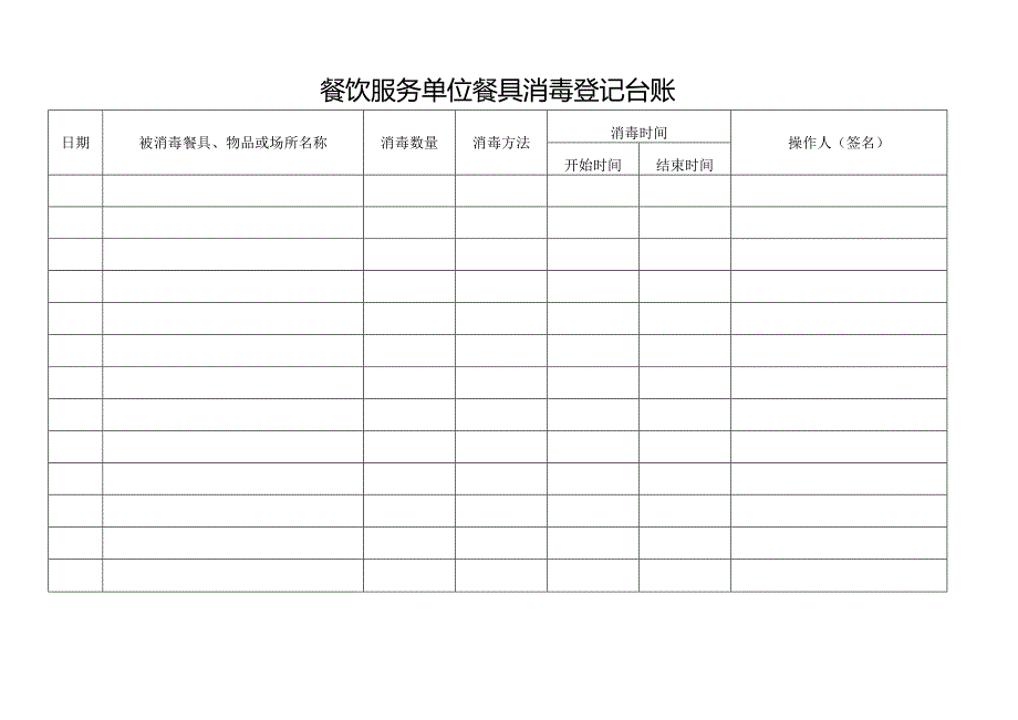 餐饮服务单位餐具消毒登记台账.docx_第1页