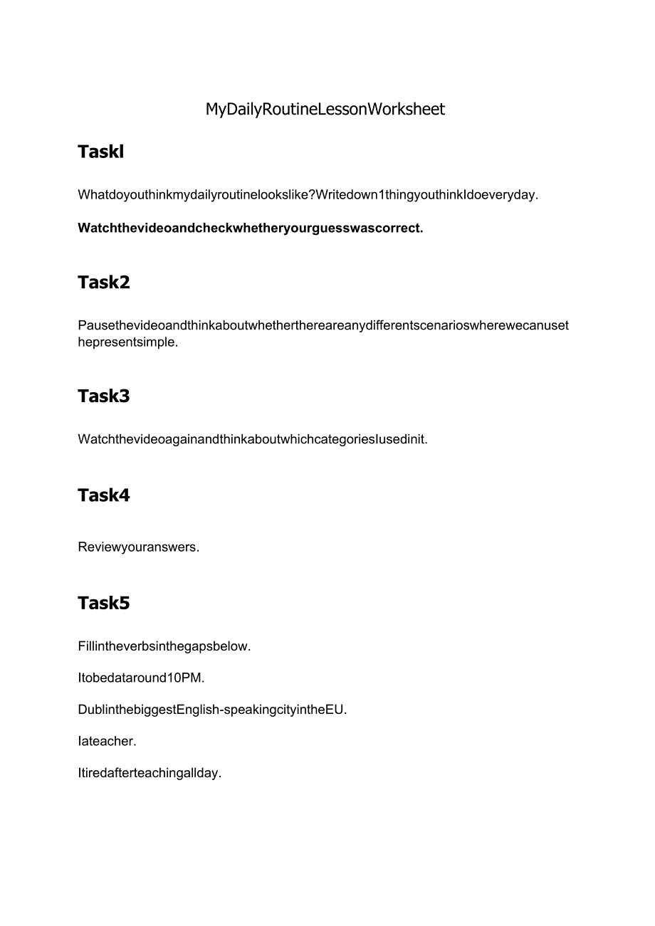 2024剑桥雅思讲义My_Daily_Routine_Worksheet_-_English_Advantage.docx_第1页