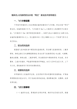 植保无人机施药防治水稻“两迁”害虫技术指导意见.docx