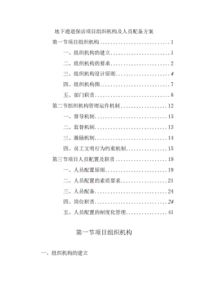 地下通道保洁项目组织机构及人员配备方案.docx