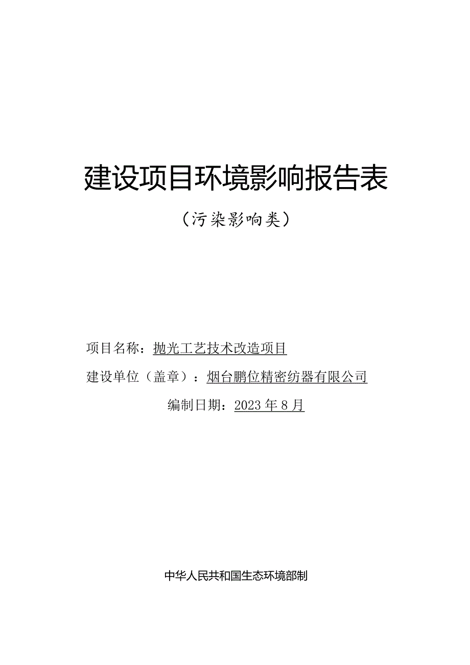 抛光工艺技术改造项目环评报告表.docx_第1页