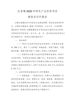 红岩镇2020年特色产业扶贫项目绩效自评价报告.docx