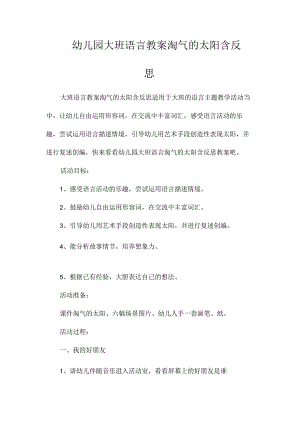 最新整理幼儿园大班语言教案《调皮的太阳》含反思.docx