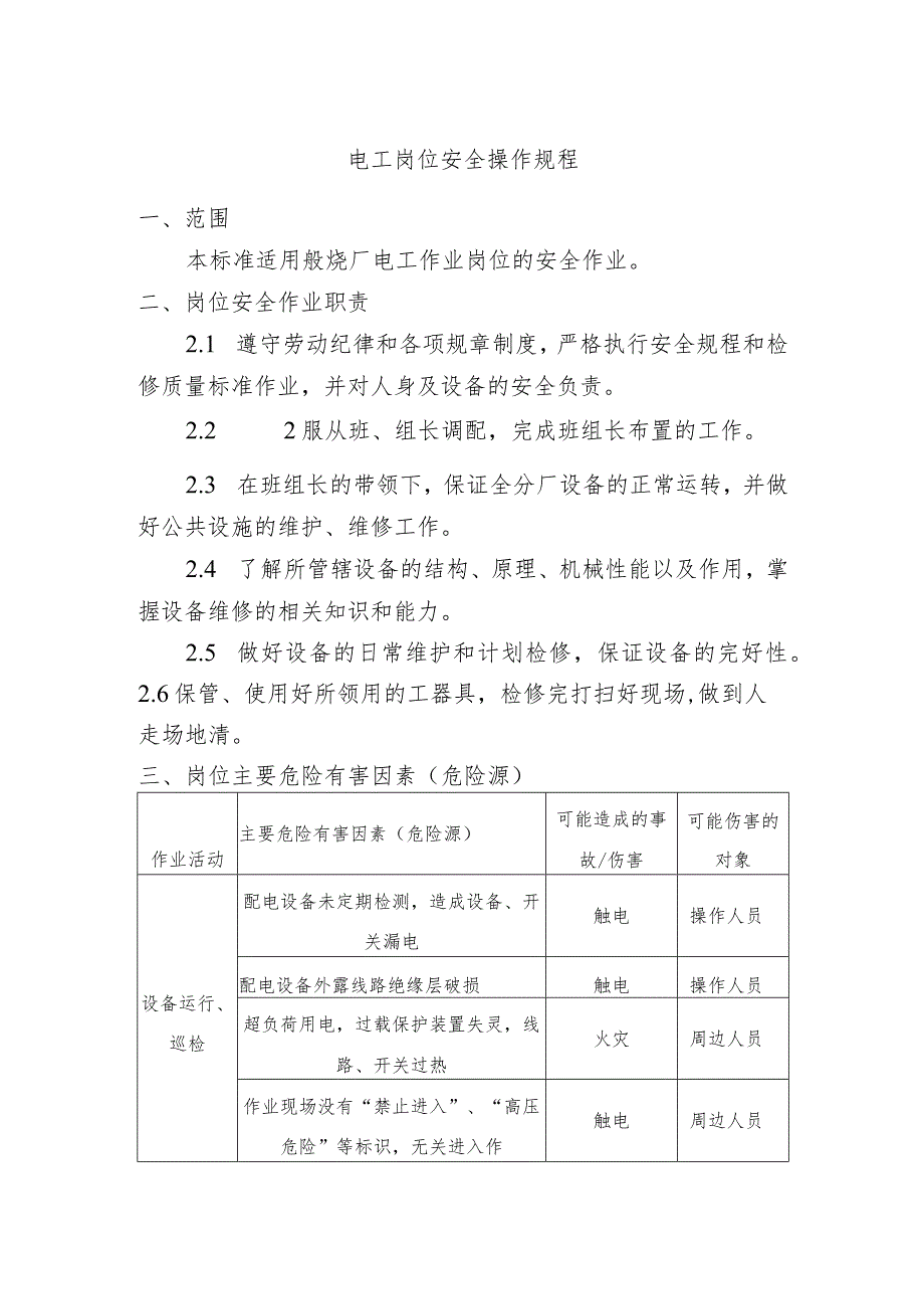 电工岗位安全操作规程.docx_第1页