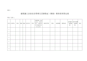 建筑施工企业安全管理人员新取证(继续)教育培训登记表.docx