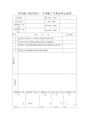 安全施工组织设计、专项施工方案会审记录表.docx