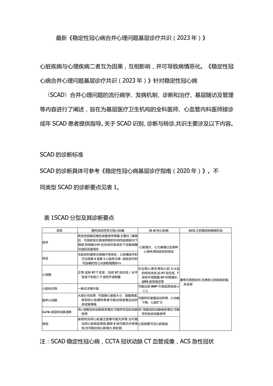 最新《稳定性冠心病合并心理问题基层诊疗共识（2023年）》.docx_第1页