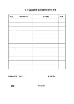 项目设施设备冬季防冻措施情况反馈表.docx