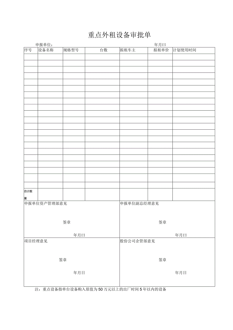 重点外租设备审批单.docx_第1页