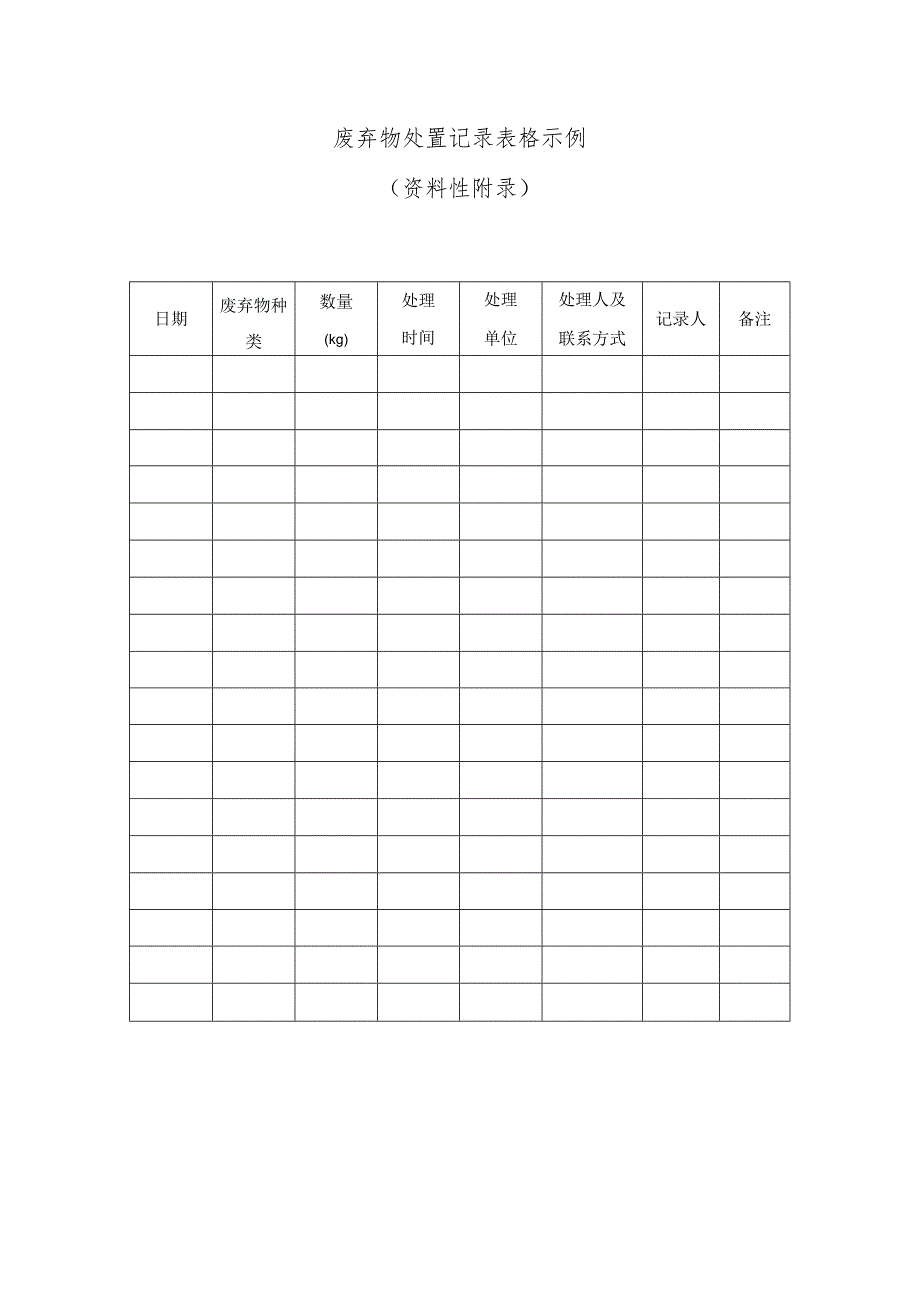 废弃物处置记录表格示例.docx_第1页