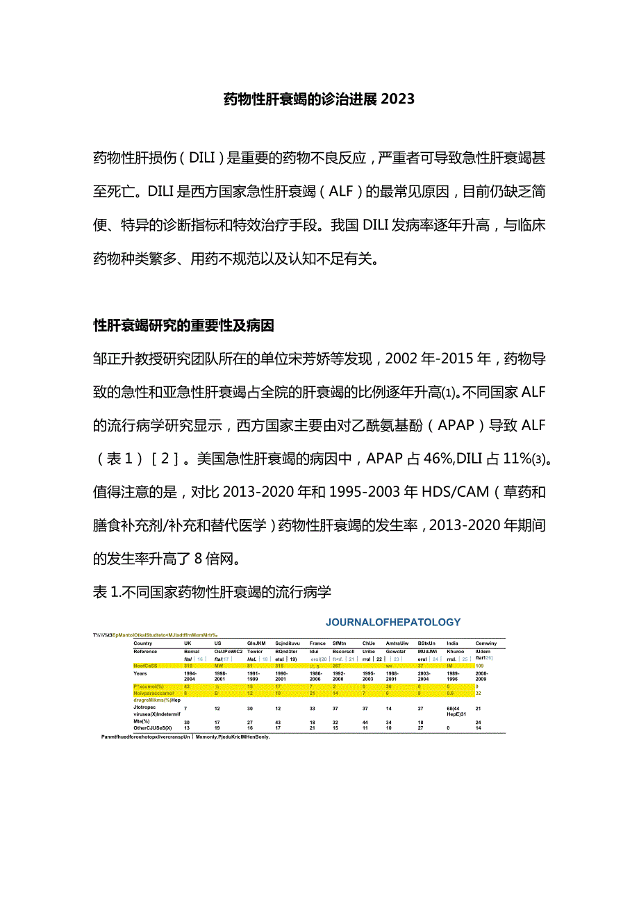 药物性肝衰竭的诊治进展2023.docx_第1页