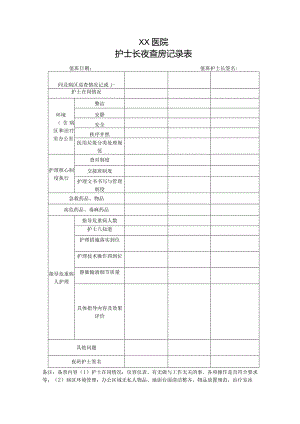 护士长夜查房记录表.docx