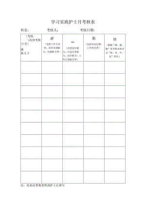 学习实践护士月考核表.docx