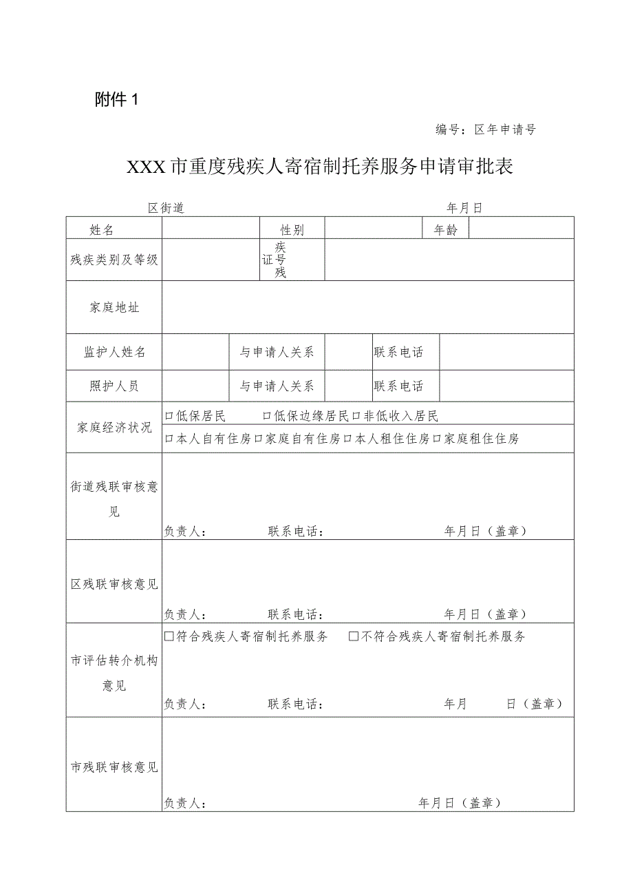 重度残疾人寄宿制托养服务申请审批表.docx_第1页