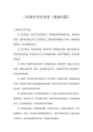 二年级小学生评语(集锦15篇).docx