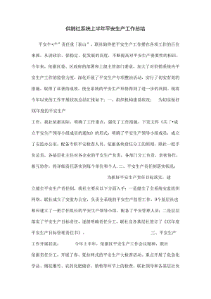 供销社系统上半年安全生产工作总结.docx