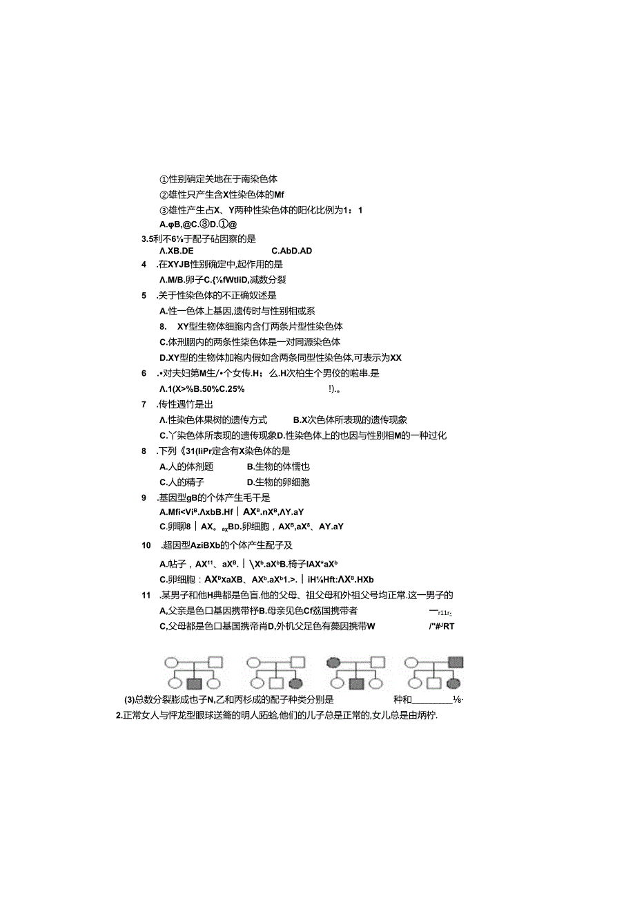 伴性遗传练习题.docx_第2页