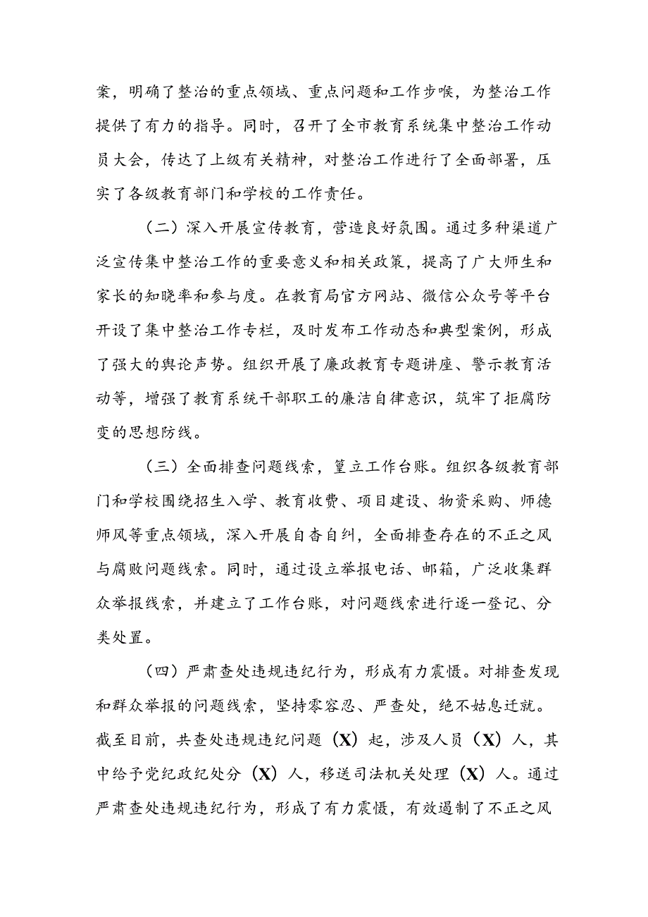 2024年关于开展《群众身边不正之风和腐败问题集中整治》工作情况总结 （合计13份）.docx_第2页