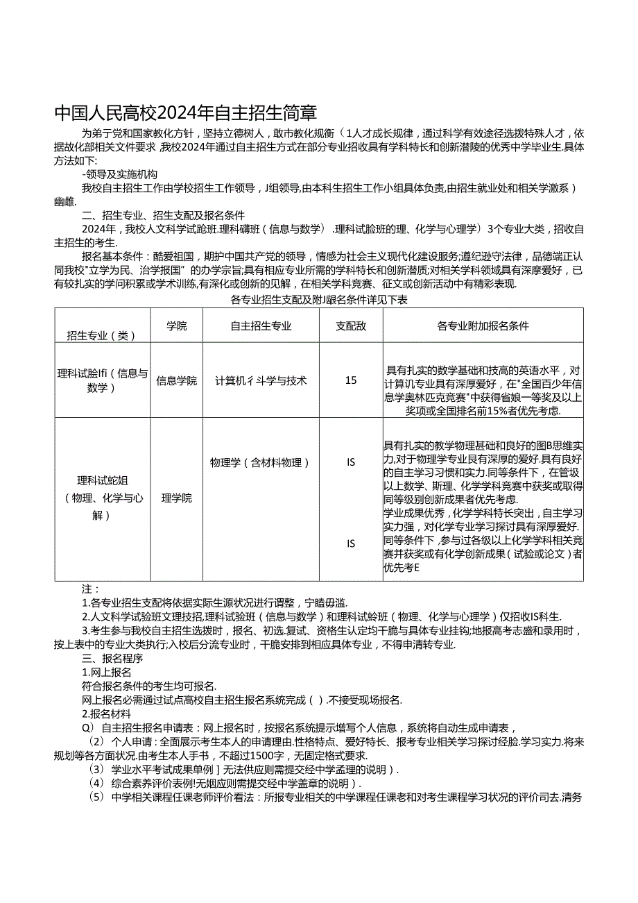 2024年大学自主招生简章一.docx_第1页