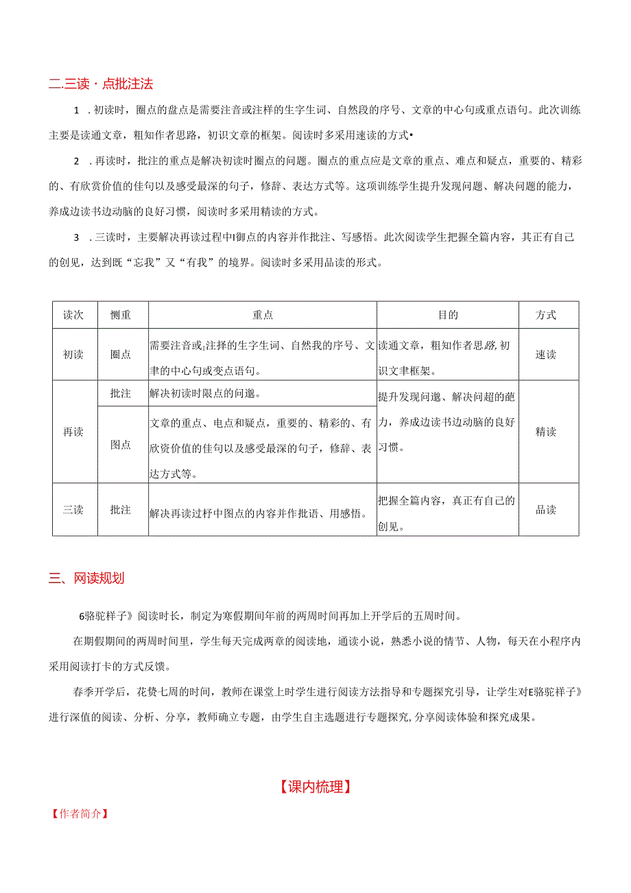 2024年七年级下册名著学习《骆驼祥子》名著导读+圈点批注+当堂巩固.docx_第3页