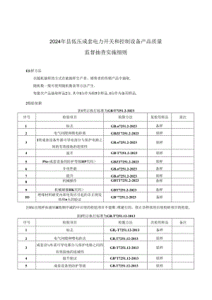 低压成套电力开关和控制设备产品质量监督抽查实施细则(2024年版）.docx