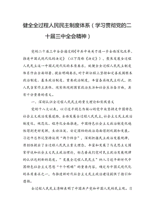 健全全过程人民民主制度体系（学习贯彻党的二十届三中全会精神）.docx