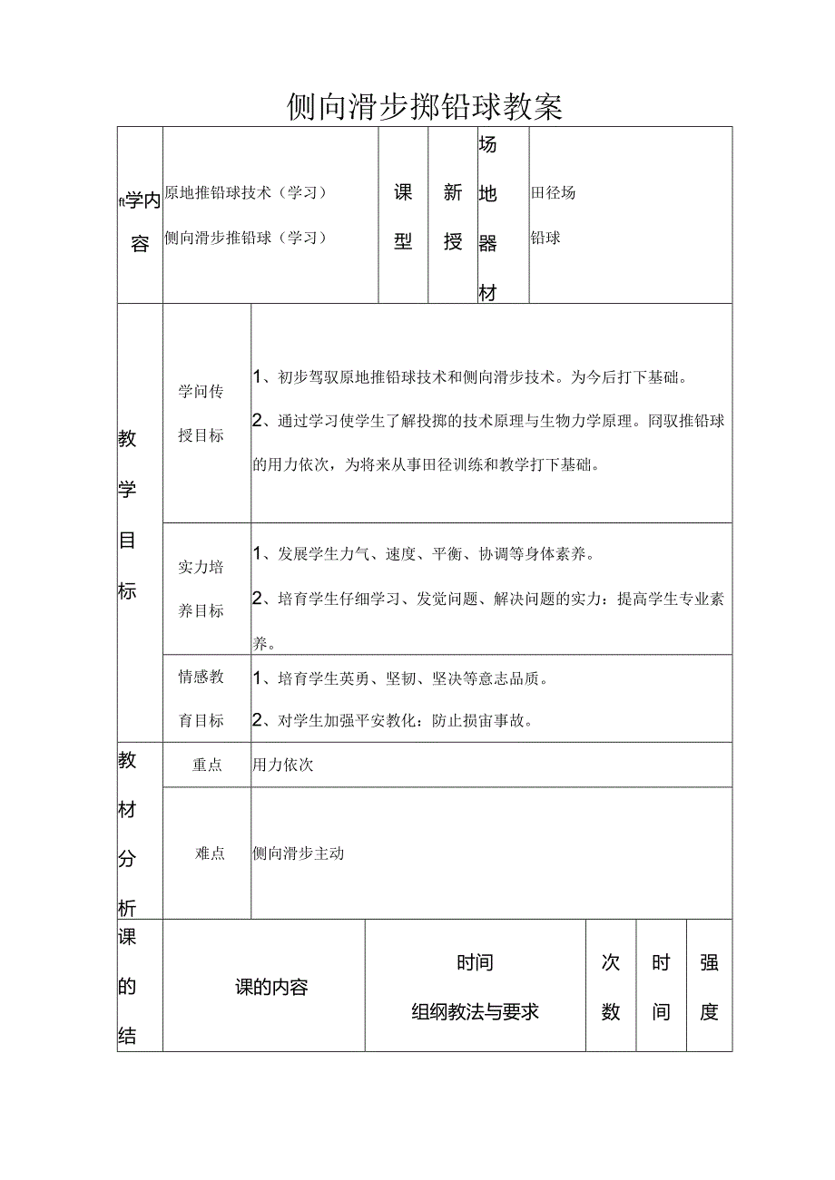 侧向滑步掷铅球教案[1].docx_第1页