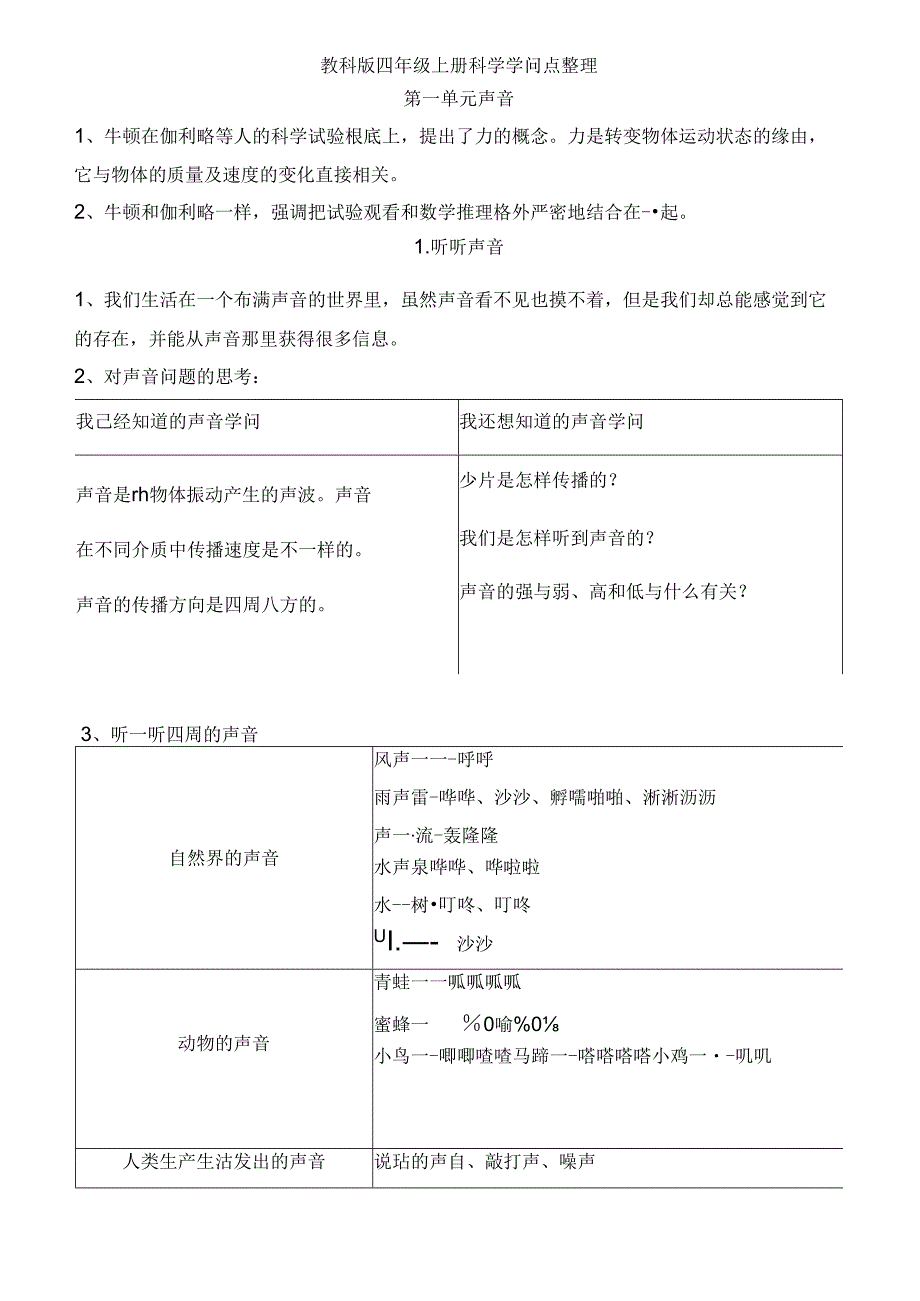 2023年新教科版四年级上册科学全册知识点.docx_第1页