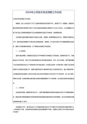 2024年公司技术员试用期工作总结.docx